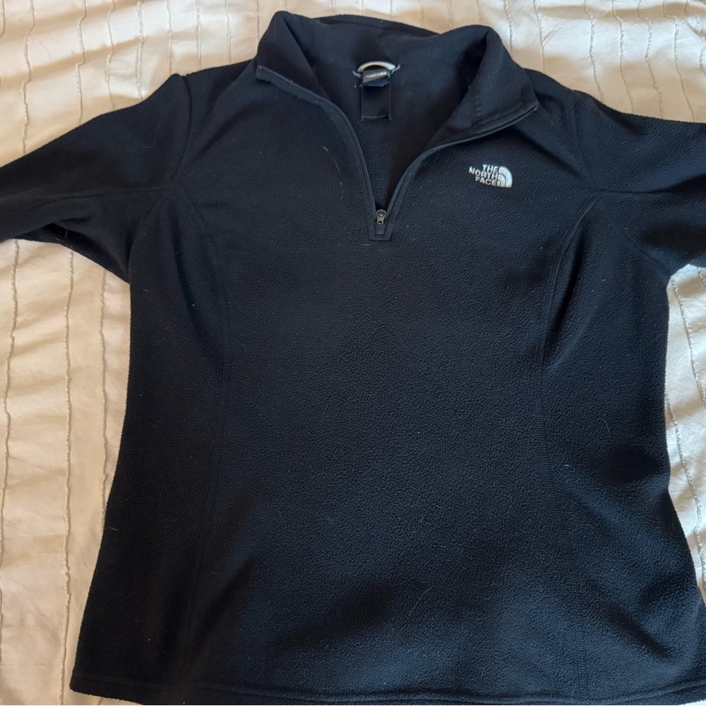 The North Face Black Fleece Jacket with White Logo